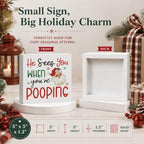 Christmas Bathroom Decor, Funny Christmas Santa Decorations Wooden Box Sign - Image 3