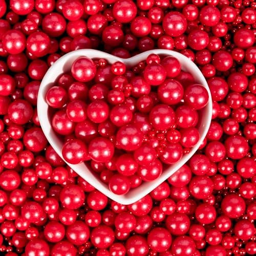 Edible Red Pearl Sprinkles,130g,Edible Pearl Sugar Sprinkles,Baking Edible Cake Decorations,Cupcake Toppers,Cookie Decorating,Donuts Ice Cream Toppings,Wedding Birthday Party Supplies by Sugarzy