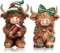 2 Pack Football Highland Cow Figurine Resin Football Decor by Burbell