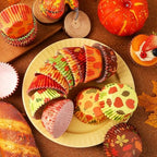 SANNIX 450pcs Fall Cupcake Liners, Pumpkin Maple Leaf Cake Baking Cups - Image 4