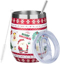 MEZMUT 12 Oz Insulated Christmas Wine Tumbler with Lid Straw (White,1) by MEZMUT