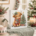 Highland Cow Christmas Decor, Cute Christmas Tree Decor Wooden Box Sign - Image 4