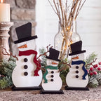 Suzile 3 Pcs Christmas Snowman Decorations, Wooden Tabletop Winter Decor - Image 6