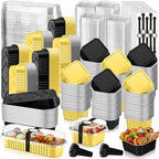 LemonRoad 240 Sets Black, Gold Mini Loaf Pan with Lids and Spoons by Unknown