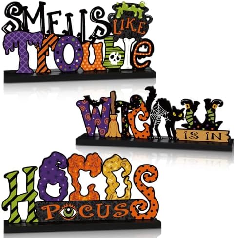 Hocus Pocus Decor, Halloween Decorations Indoor Wooden Table Sign by Golibra