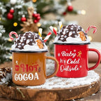 2 PCS Hot Cocoa Tiered Tray Mug Decor Set with Faux Whipped by Ouvibor