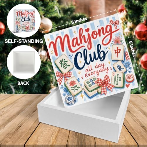 Christmas Mahjong Decor, Chinoiserie Mahjong Club Wooden Sign Decorations - Image 2