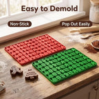 2Pcs Christmas Silicone Molds - 144-Cavity Mini Christmas Candy Molds with Gingerbread Man Santa Claus molds for Chocolate Candy Fondant CupcakeGummy Mold for Baking - Image 6