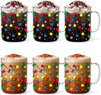 6 Pcs Christmas Glass Mugs with Handle Winter Xmas Coffee Mugs, Light by Havawish