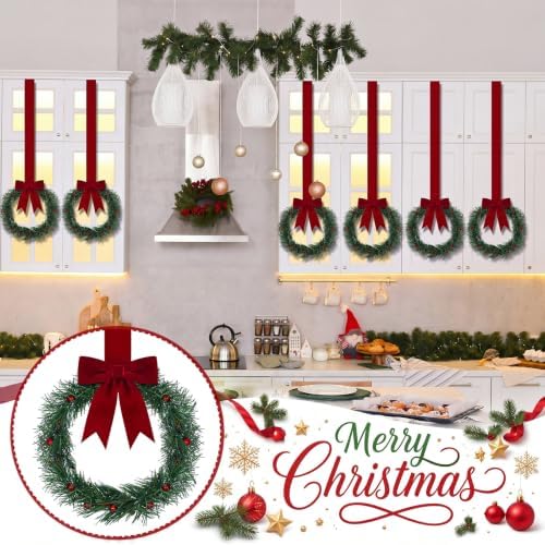 Retrowavy 12 Pcs Small Christmas Wreath, 8'', Classic, Burgundy Red - Image 3
