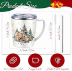 Didaey 6 Pcs Christmas Coffee Mugs Cups 11 oz Christmas Stainless Steel Tumbler Vacuum Insulated Coffee Cups with Handle Lid Straw Wine Mug for Winter Xmas Gift Holiday Party Supplies(Watercolor) - Image 2