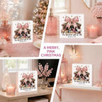Pink Christmas Decor, Christian Christmas Decorations Indoor, Glitter Bow Nativity Scene Sign Gift for Women Friends, Rustic Wooden Box Sign for Home Office Bedroom Desk Decor 5x5 Inches - Image 5