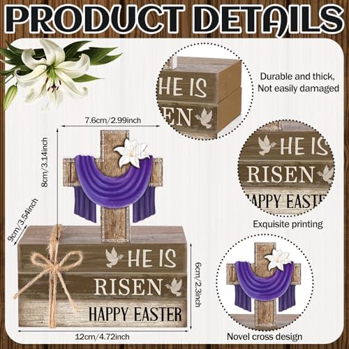 4 Pcs Table Decorations Tiered Tray Decorations Mini Wooden Books Signs for Office Shelf Classroom Tabletop Bookshelf(Easter) - Image 4