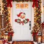 Christmas Decorations Vintage Santa Hanging Wood Sign for Front Door Decor - Image 2