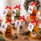 Vesici 6 Set Christmas Glasses Cups 16 oz Xmas Drink Cup with Lid Straw and Stopper Can Shaped Beer Tumbler Christmas Appreciation Gifts with Cards and Bow for Women Birthday Party Favor(Red Plaid) - Image 2