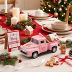 Pink Gingerbread Christmas Decor, Gingerbread Truck with House Candy Cane - Image 7