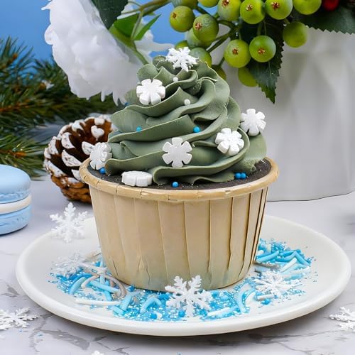 Winter Frozen Snowflake Sprinkles for Cake Decorating 5 oz, Christmas & Holiday Blue and White Sprinkles Edible Jimmies Nonpareils and Sanding Sugar for Cookies, Baking, Cakes, Cupcakes Desserts Decorating - Image 3