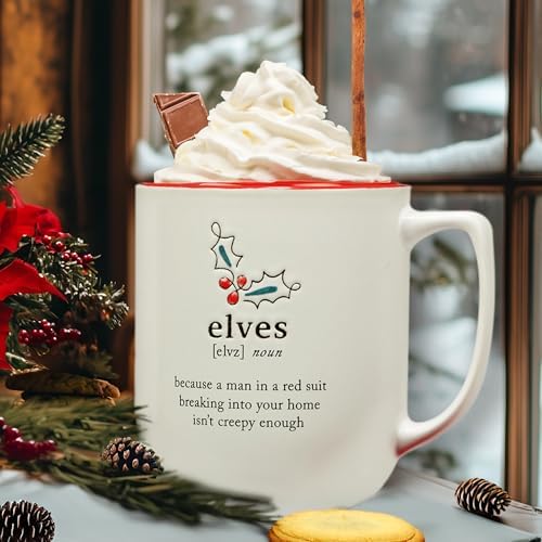 Certified International Christmas Fun Red Sayings 16 oz. Mugs, Set of 6 Assorted Designs by CERTIFIEDINTERNATIONAL