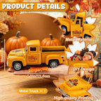 Fall Thanksgiving Turkey Metal Truck with Pumpkin Tiered Tray Decor - Image 2