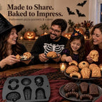 HKNMTT Skull Cake Pizza Pan 6 Spooky Shapes Halloween Silicone Baking Mold - Image 7
