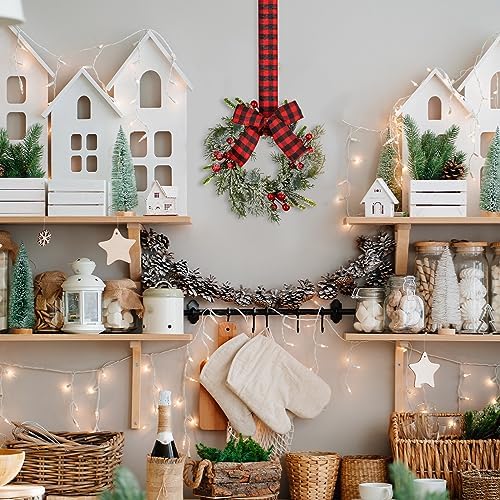 Syhood 2 Pcs 9 Inch Small Christmas Wreaths for Kitchen Cabinet with Ribbon - Image 5