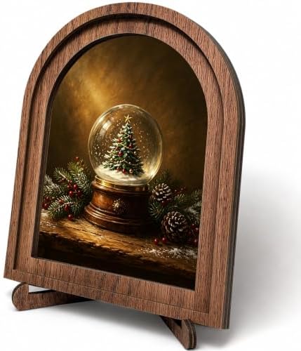 Christmas Snow Globe Arched Table Sign, Rustic Farmhouse Decor by HPCHENG