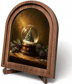 Christmas Snow Globe Arched Table Sign, Rustic Farmhouse Decor by HPCHENG