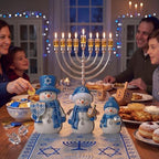 Suzile 3 Pcs Hanukkah Snowman Decorations Blue White Wooden Indoor Decor - Image 6
