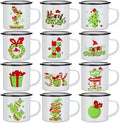 Chengu 12 Pack Enamel Coffee Mugs Green Christmas Cups, 12 oz Holiday by CHENGU