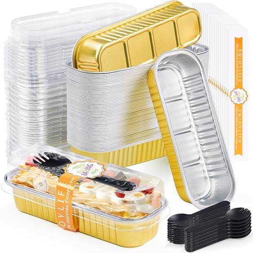 Gold Mini Loaf Cake Pans with Lids, Aluminum Mini Cake Tin, 30Pack by ZOXILEN