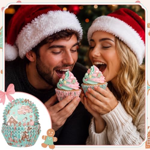 Yungyan 400 Pcs Gingerbread Cupcake Liners, Christmas Baking Supply, Pastel - Image 6