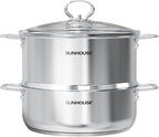 SUNHOUSE 2-Tier Stainless Steel Steamer Pot by SUNHOUSE
