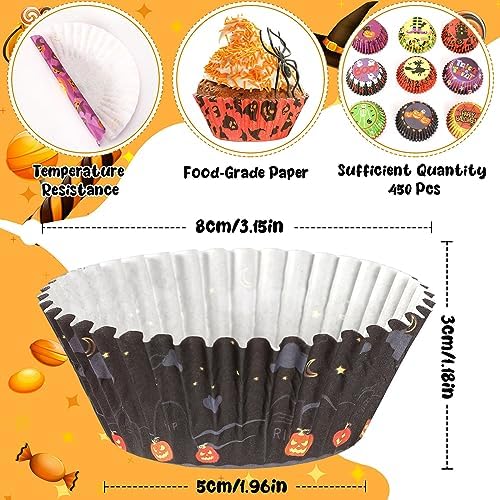 SANNIX 450pcs Halloween Cupcake Liners, Ghost Pumpkin Baking Cups Standard - Image 2