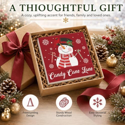 Candy Cane Lane Wood Box Sign, Festive Christmas Decor for Tabletop Shelf - Image 6