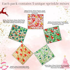 Confect Christmas Sprinkles | Christmas Sprinkles - Green White Silver Red & Gold Pearls Sparkling sugar I Christmas Tree Stocking & Candy Canes for Dessert Decorating- 5 Oz - Image 2