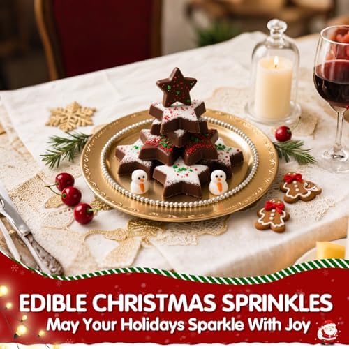 Edible Christmas Sprinkles,Red Green White Crystals Mix,Cake Decorating - Image 3