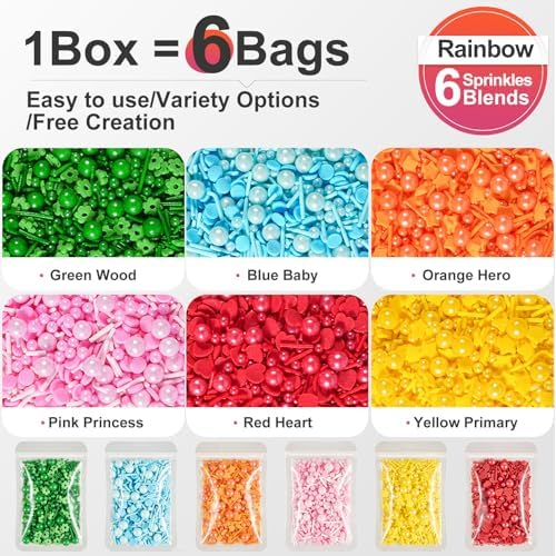 Rainbow Sprinkles Variety Pack, Colorful Cake Decorating Sprinkles, 180g - Image 3