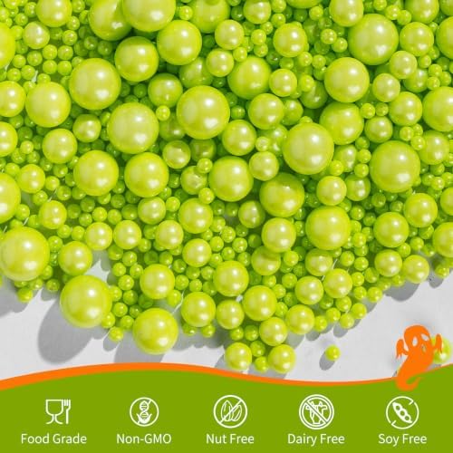 Edible Halloween Sprinkles,130g,Green Pearls Sprinkle for Cake Decorating - Image 3
