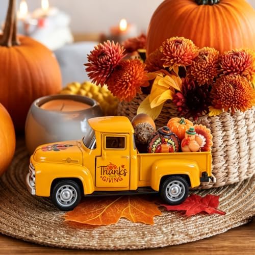 Fall Thanksgiving Turkey Metal Truck with Pumpkin Tiered Tray Decor - Image 4