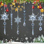 Crystal Christmas Tree Ornaments, Blue Acrylic Snowflake & Icicle, 18pcs - Image 7