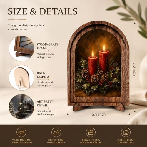 Christmas Candle Arched Table Sign, Rustic Farmhouse Holiday Decor - Image 2