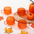Didaey 4 Pcs Fall Pumpkin Coffee Mugs Bulk Orange Thanksgiving Glass Cups by Didaey