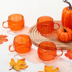 Didaey 4 Pcs Fall Pumpkin Coffee Mugs Bulk Orange Thanksgiving Glass Cups by Didaey