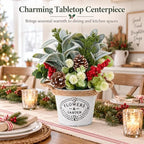 Christmas Table Decor with Metal Pot, Winter Xmas Centerpieces for Tables - Image 6