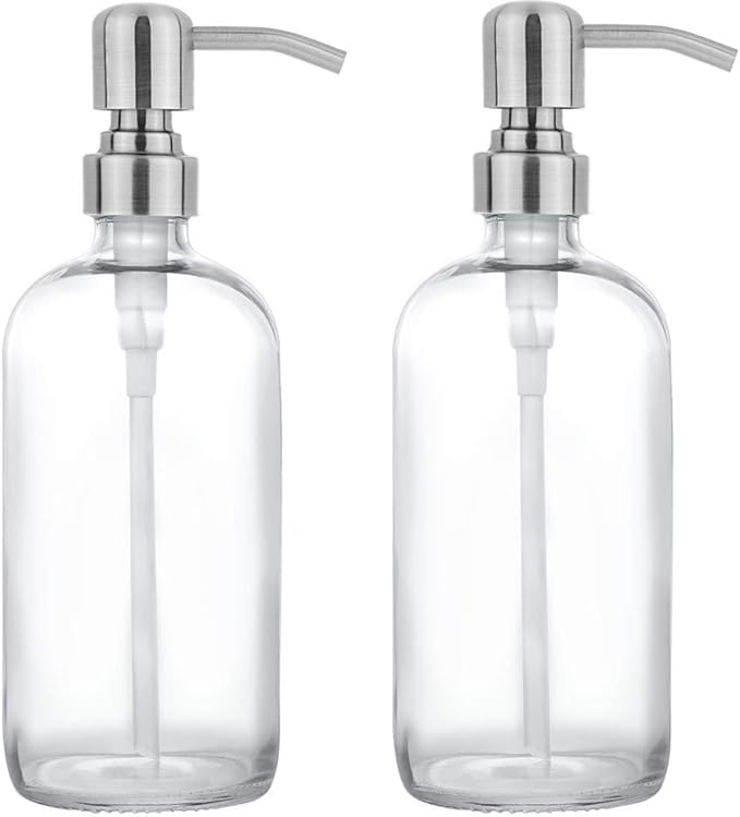 2 Pack Thick Clear Glass Pint Jar Soap Dispenser by Unknown