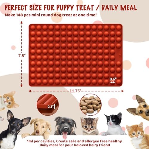 HKNMTT Mini Semi Sphere Shape Molds Silicone, 148 Cavities Round Baking Moulds for Dog Treats Snack Candy Chocolate Chip Cookie Wax Yogurt Melts, Oven Safe Small Half Ball Pellet Sheets - Image 4