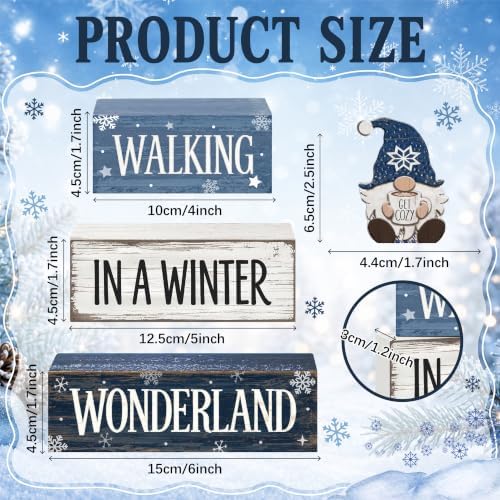 4 Pcs Christmas Table Decorations, Blue Christmas Decor Indoor - Image 3