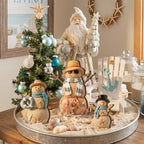 Suzile 3 Pcs Christmas Coastal Snowman Decoration Wooden Indoor Decor - Image 4