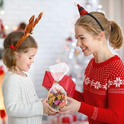 CCINEE Snowflake Treat Bag,Christmas Cellophane Bag with Twist Ties Candy Cookie Bags for Party Supplies,120PCS - Image 6