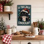 Christmas Cat Sign, Black Cat Holiday Decor, Vintage Wall Art - Image 4